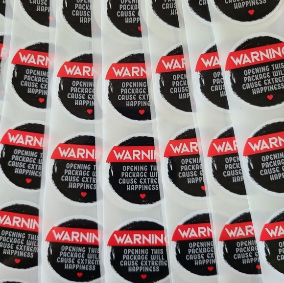 50 Warning Extreme Happiness Stickers 1.5" - Picture 5 of 6